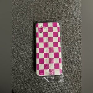 Nwt Samsung Galaxy A03 Pink and White/Cream Checkered Phone Case